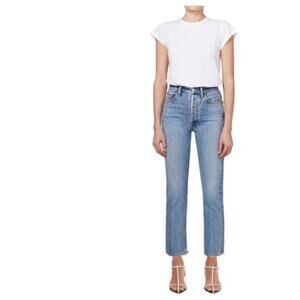 Agolde Sz 27 Riley Crop High-Rise Jean in Emulsion Wash